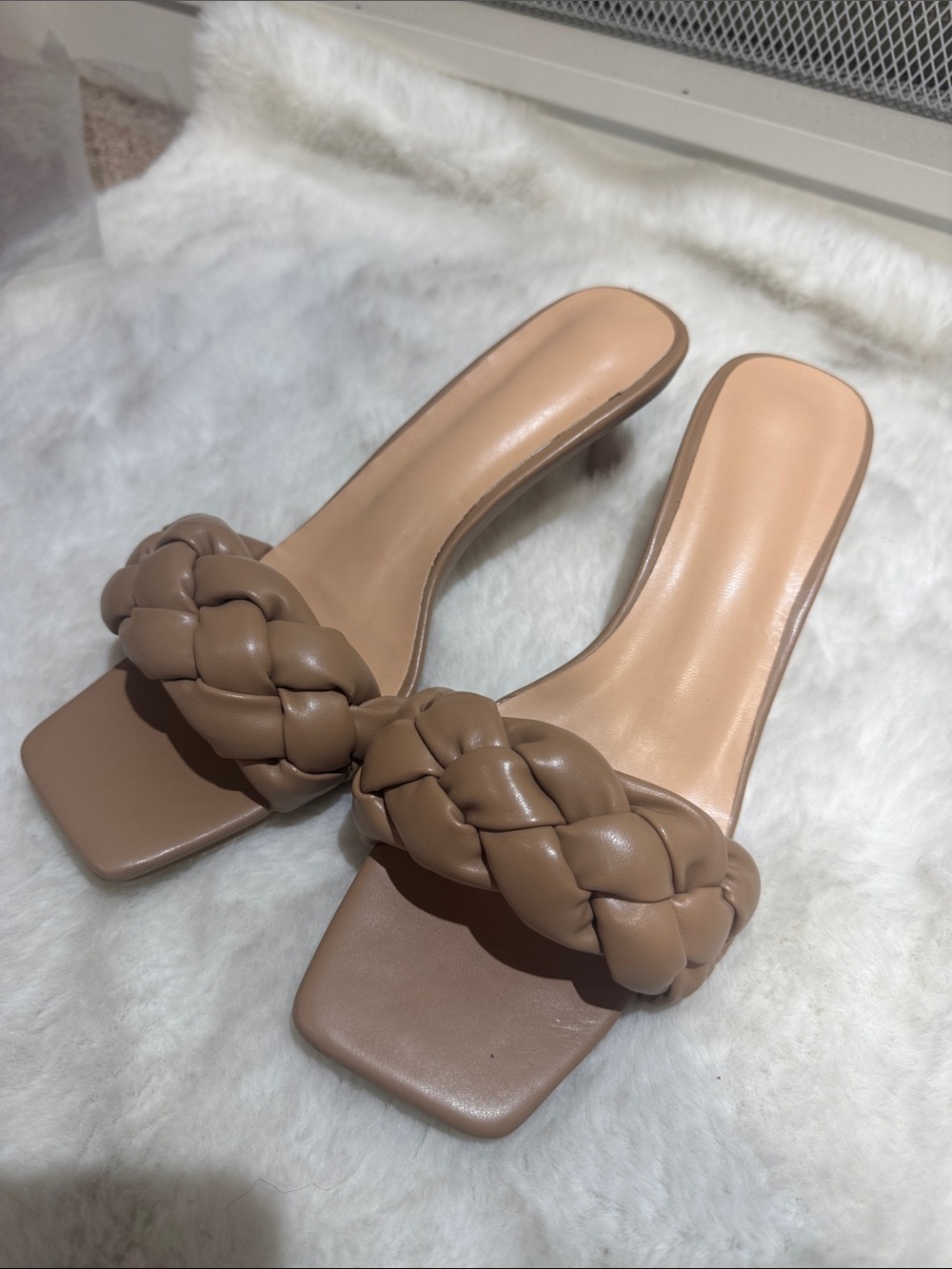 Braided Slide Sandals in Taupe - Women